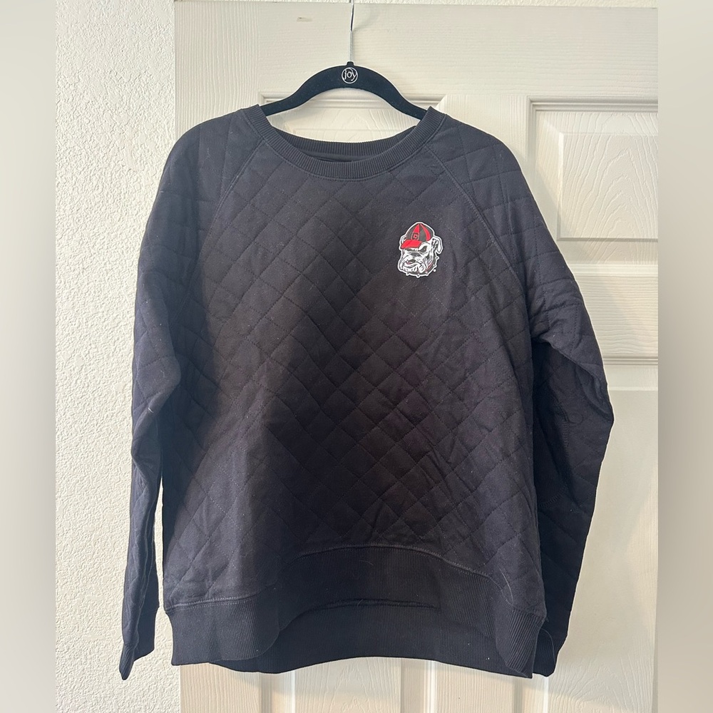 boxercraft Black Georgia Quilted Crew with Red & White Bulldog Patch